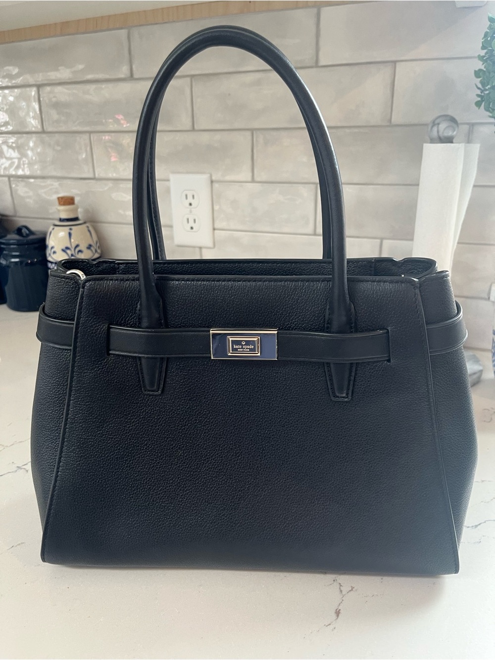 kate spade Black Leather Structured Satchel